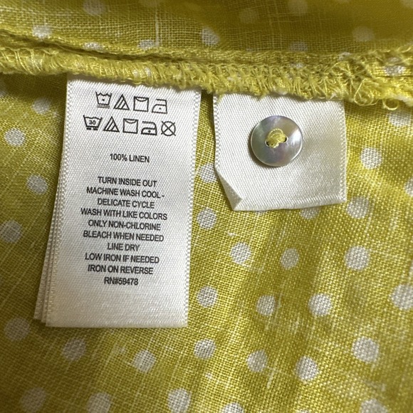 Rachel Zoe 100% Linen Womens 3X Yellow Polka Dot Resort Lagenlook Summer Casual - Picture 8 of 12